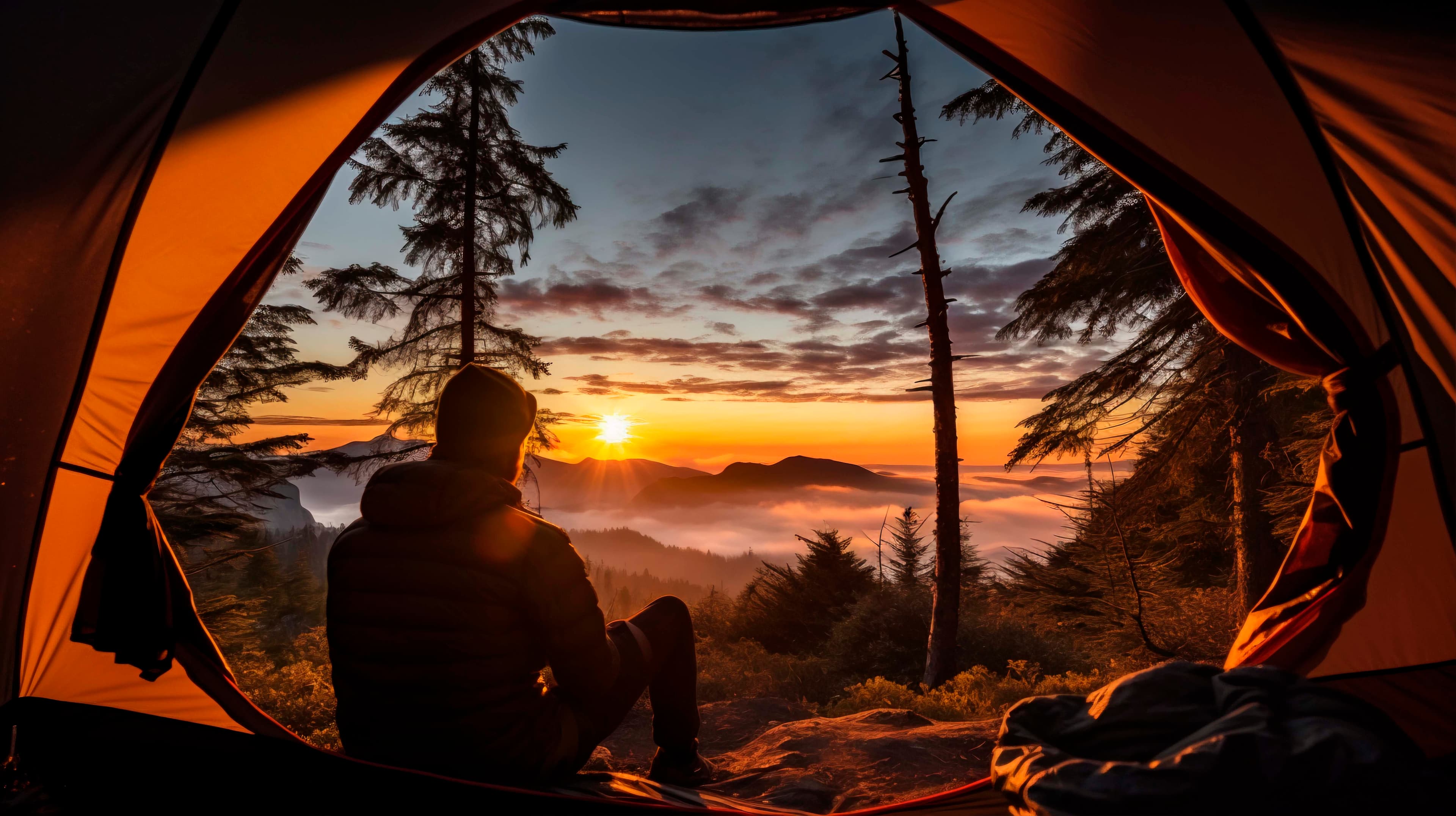 Outdoor camping sunset